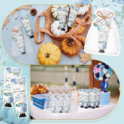Dansib 48 Sets Thanksgiving Fall Hand Cream Bulk a Little Pumpkin Baby Shower Hand Cream Gifts Baby Shower Party Favors for Guests Travel Size Lotion for Autumn Party Supplies(Blue Pumpkin)