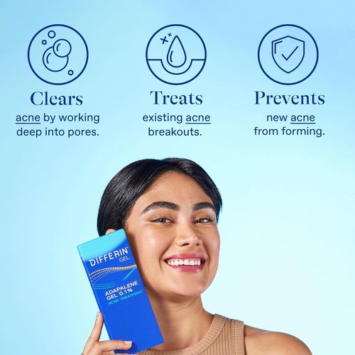 Differin Acne Treatment Gel - 0.1% Adapalene Retinoid for Acne-Prone Skin | 45g Pump, 90-Day Supply
