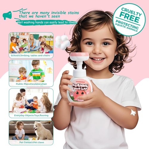 VANERIA Kids Foaming Hand Soap - Moisturizing & Gentle Formula for Sensitive Skin | 250ml/8.45 Fl Oz