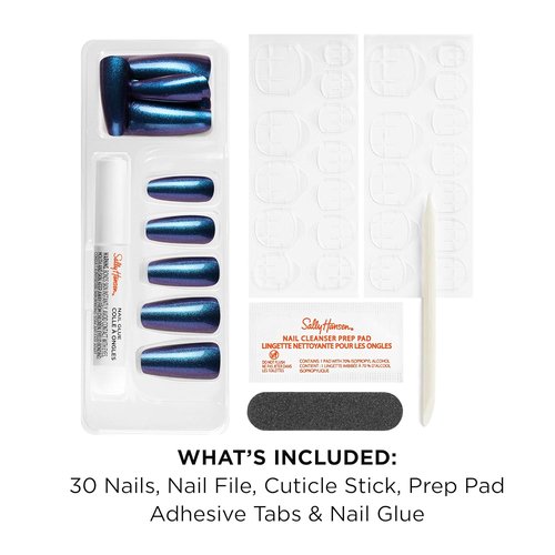 Sally Hansen Perfect Press-On Nails - Coffin Shape | Easy Application, Non-Damaging | 30 Nails, Glue & Tabs | HYP-Nautical