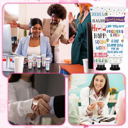 Loopeer 24 Pcs Social Worker Appreciation Gifts Bulk Hand Cream Set Social Work Month Gifts Travel Size Double Sided Hand Lotion for Women Men Dry Cracked Hands