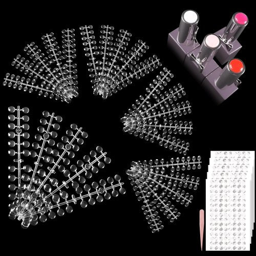 Allstarry Nail Swatches, 600Pcs Nail Polish Swatch Dots Round Nail Color Swatches Clear Transparent Nail Polish Display Nail Sample Swatches for Gel Polish Nail Art Practice Tips Swatch Book