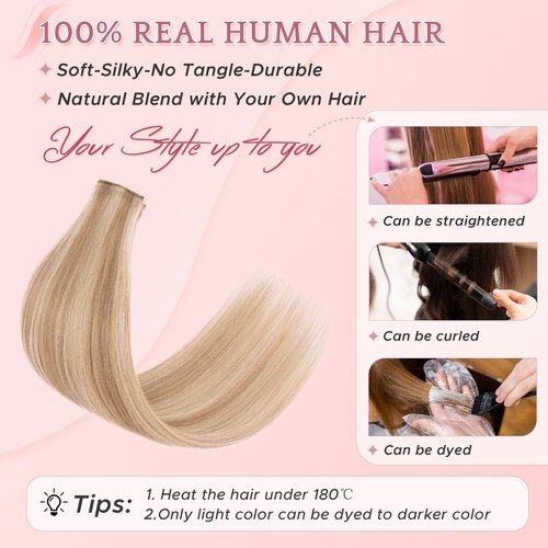 SEGO Clip In Short Hair Extensions Real Human Hair Single 6 Pcs Individual Clip Ins Highlight Remy Balayage Straight Soft Seamless Hairpieces for Women -12 Inch #12P613 Golden Brown&Bleach Blonde