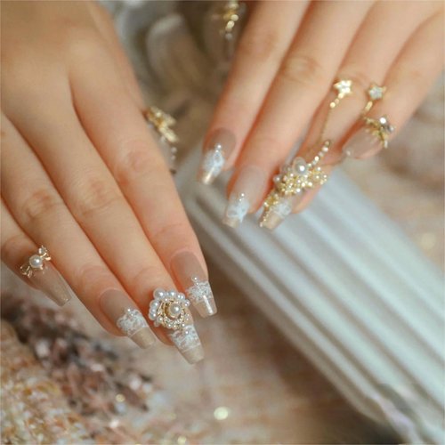 4 Colors ins Minimalist Style Nail Stickers, Lace Bridal Wedding Nail Art Sticker for Man Woman (4 Sheets)