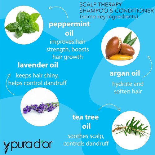 PURA D'OR Scalp Therapy Shampoo & Conditioner Set - Hydrate & Nourish Dry, Itchy Scalp | 16oz x 2, All Hair Types