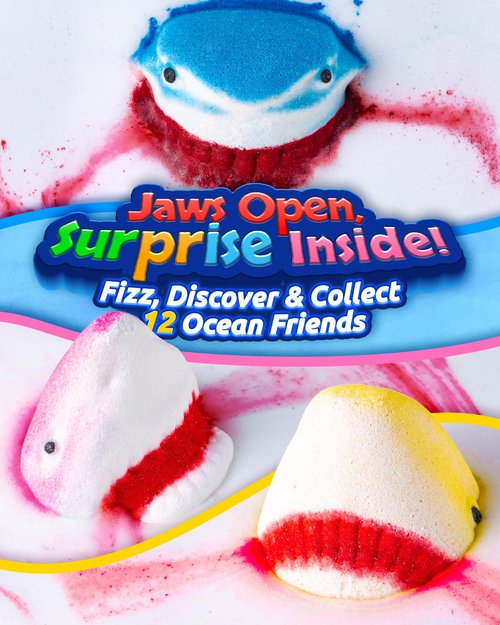 Shark Bath Bombs for Kids with Surprise Inside – 12 Pack Handmade Natural Clean Shower Bombs with Glow-in-The-Dark Ocean Toys, Great Christmas, Holiday & Birthday Gift for Boys Girls Kids Toddlers