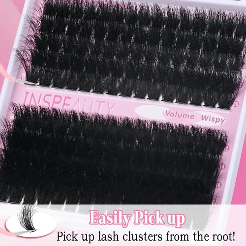 Lash Clusters Kit 150D+200D Thick Lash Clusters Eyelash Extension Kit 12-20mm Individual Lashes Kit with Lash Bond and Seal, Lash Tweezers for DIY Lashes Extension by INSPEAUTY