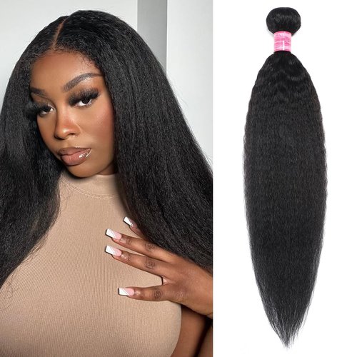 Human Hair Bundles 20 Inch Kinky Straight Single Bundle 100% Unprocessed 12a Brazilian Virgin Yaki Straight 1 Bundle Kinkycurly Human Hair Weave Bundles Real Human Hair Extensions