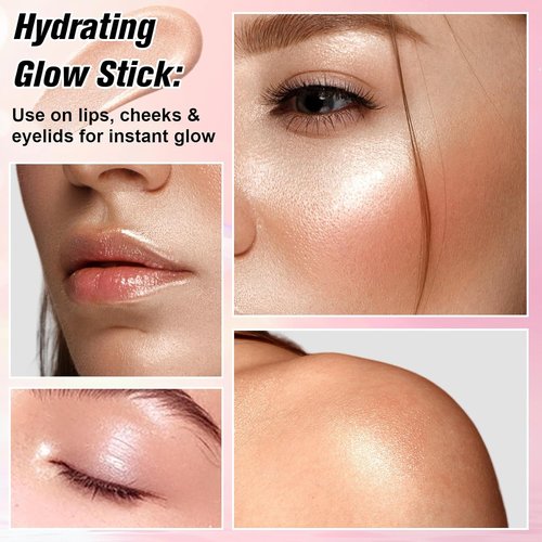Skiennix Highlighter Stick Balm - Radiant Shimmer Glow for Face & Body | Jumbo Size (K1 Clear Water)