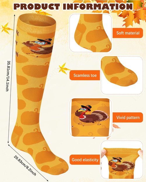 ShinyMatch 18 Pcs Turkey Trot Costume Set Thanksgiving Sports Headbands Fall Turkey Running Socks Holiday Running Breathable Socks Non Slip Headbands for Men Women Fitness Cycling