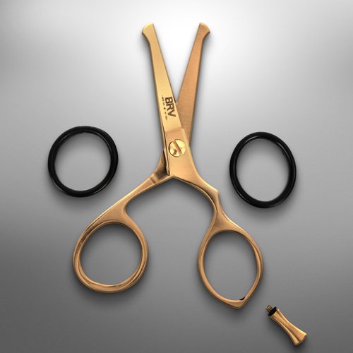 BRV MEN Rounded-Tip Small Trim Scissors for Men 4.2" | Titanium Series | Nose Hair Scissors for Men | Professional Grooming for Beard, Mustache & Ear Hair - RIGHT HANDED (Titanium Bronze)
