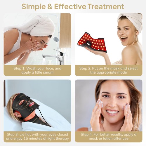 LANSSPARIE LED Light Therapy Mask, 7 Modes Soft Silicone Red Light Therapy Mask for Face and Neck, Red Light Face Mask with 5 Brightness Levels for Anti-Aging, Skincare at Home & Travel - E106A