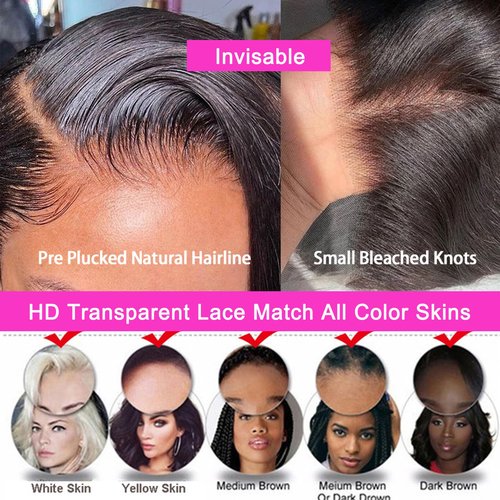 Lemoda 13x4 Frontal Straight HD Transparent Lace Frontals Brazilian Virgin Human Hair Lace Frontal Closure Natural Black 16 Inch