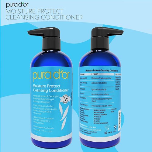PURA D’OR Moisture Protect Cleansing Conditioner - Detangles & Restores Hair with Argan Oil | 16oz, Sulfate-Free, All Hair Types