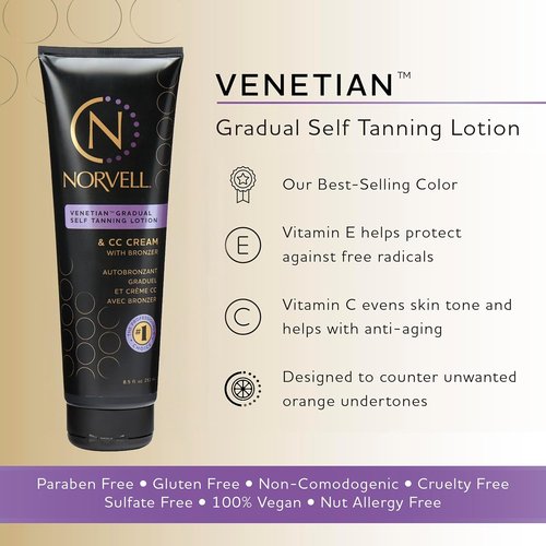Norvell Self Tanner | Venetian Gradual Color Extender Lotion 8.5 fl oz - Moisturizing Formula with Instant Bronzer