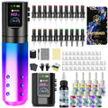 POSEIDON Wireless Tattoo Pen Kit with 20Pcs Tattoo Cartridge Needles 11Pcs Ink 2Pcs Tattoo Batteries, Portable Tattoo Machine with LED Display, Complete Tattoo Gun Set for Beginners and Artists