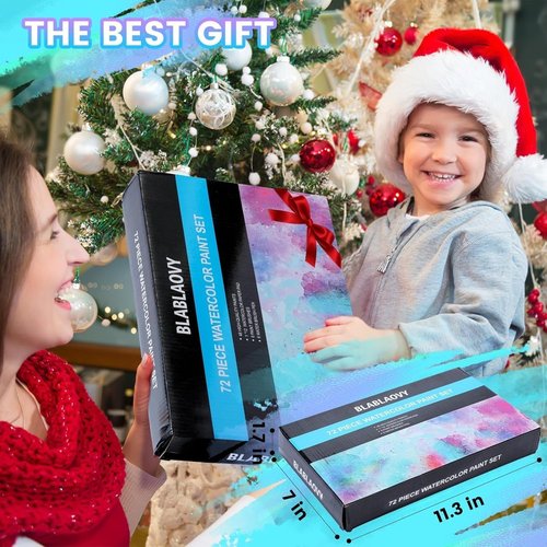 Blablaovy Watercolor Paint Set - 48 Washable Colors with Brushes & Palette | Ideal for Beginners & Kids