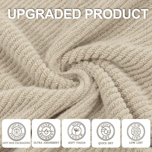 Cotton Washcloths - 6PC 13"x13" | Quick Dry | Soft | Light Weight | Absorbent | Hotel Quality, Luxury Wash Cloths for Body, Hand Towels for Bathroom & Showering, Towel Gift Set, Beige | Tan
