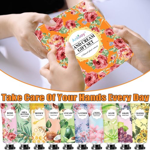 10 Pack Hand Cream Gifts Set,Easter Basket Stuffers,Mothers Day Gifts,Teacher Appreciation Gifts,Birthday Gift for Women,Natural Plant Fragrance Scented Hand Lotion Travel Size Mini Lotion Shea Butter