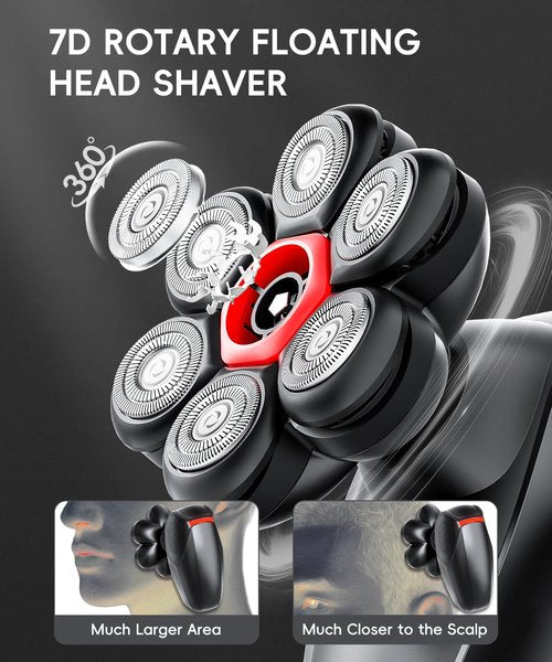 MALEGEBAZ Head Shavers for Bald Men: IPX8 Waterproof Electric Razor with 7D Flex Heads, LED Display, USB-C Fast Charging, Travel Lock & 5 Precision Attachments, Valentines Day Gifts for him, Black