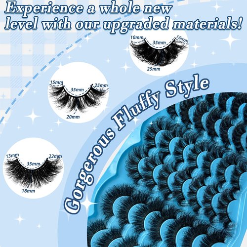 FOINEMYED 21 Pairs False Eyelashes 3 Styles Mixed Strip Lashes 18-25mm Fluffy Eyelashes Pack 8D Volume Super Soft Faux Mink Lashes D Curl Eyelashes