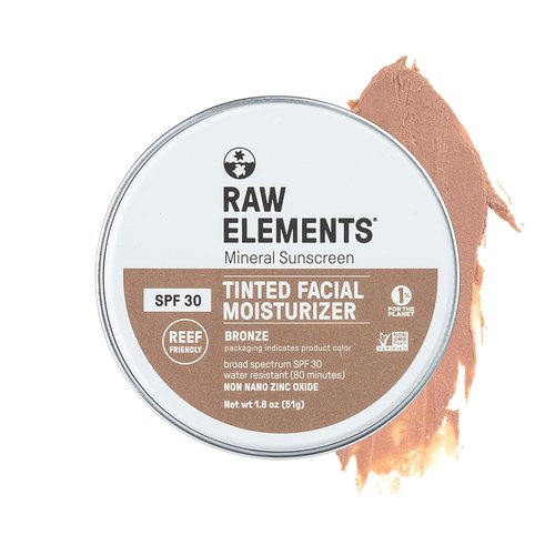 Raw Element Tinted Face Cream - Ultra-Moisturizing SPF 30 Sunscreen with Non-Nano Zinc Oxide | 1.8 oz Bronze