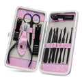 ANRUI Manicure Kit Nail Clippers Set Pedicure Kit, 12 Pieces Professional Grooming Kit, Stainless Steel Nail Care Kit for Women and Men with Luxurious Travel Case -Black