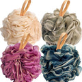 Fishent Loofahs Bath Sponge, 4 Pack 70g Soft Mesh Pouf Shower Puffs Loofa Exfoliating Body Scrubber Ball for Men and Women