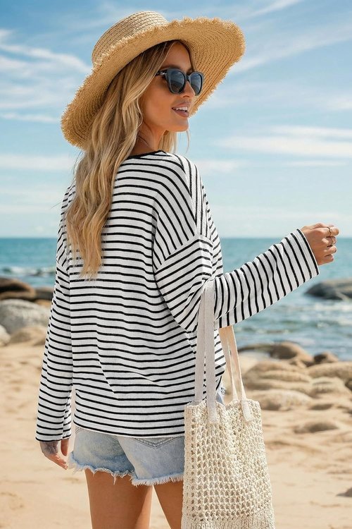 Arach&Cloz Women's Linen Blend Beach Cover-Up - Oversized Off-Shoulder Summer Top