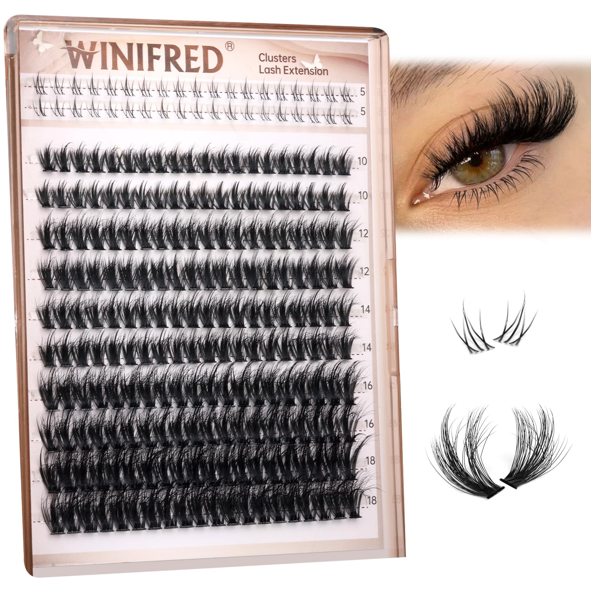 Wispy Lash Clusters with Bottom Lashes Eyelash Clusters C Curvature Cluster Eyelash Extensions 10-18mm Individual Lashes DIY Lashes Clusters Thick Volume by Winifred