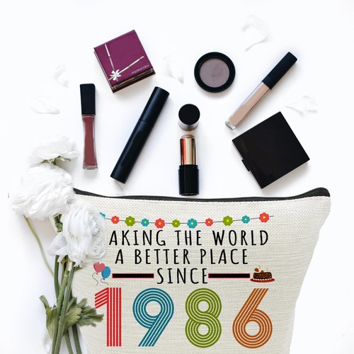 Choinn 40th Birthday Gifts for Women, Funny 40 Year Old Gift Makeup Bag, 1986 40th Birthday Decorations Makeup Bags for Her, Mom, Aunt, Wife, Sister, Coworker, Friend, Mothers Day Cosmetic Travel Bag