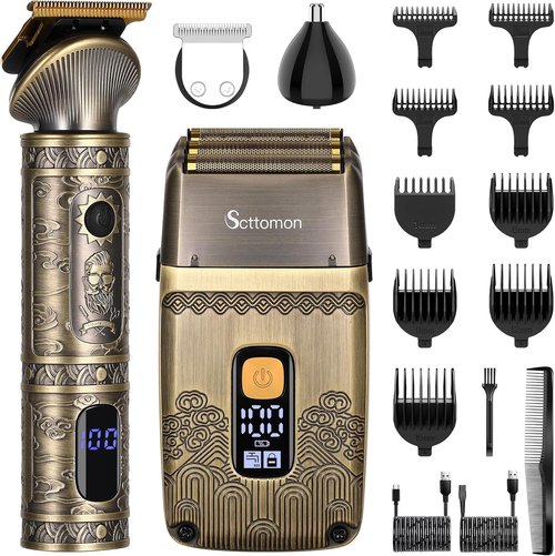 Scttomon T-Blade Hair Trimmers - Cordless Electric Shaver & Beard Grooming Kit for Men