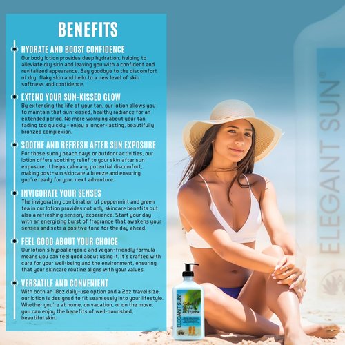 Elegant Sun | Saltwater Beaches Tan Extender - Aloe Vera After Sun Lotion for Sensitive Skin