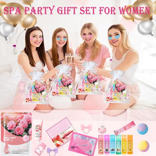 144 PCS Spa Party Supplies for Women Spa Party Favors Include Face and Lip Masks,Hand Cream,Under Eye Patches,Foot Bath Bombs and Hairband,Bulk Birthday Sleepover Party Supplies for Women
