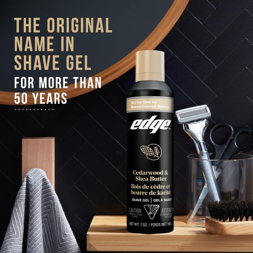 Edge Shave Gel for Men, Cedarwood & Shea Butter, 7oz (3 Pack) - Shaving Gel For Men That Moisturizes, Protects and Soothes To Help Reduce Skin Irritation (Packaging May Vary)