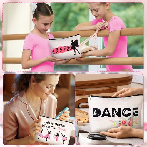Gerrii 6 Pack Dance Makeup Bag Gift Dancer Cosmetic Bags Ballet Recitals Dancer Team Ballet Gifts Toiletry Zipper Pouch Portable Ballerina Travel Case for Women Ladies Dance Lover Rewards(Classic)