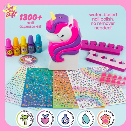 Just My Style Rainbow Unicorn Nail Art, Nail Polish Set For Kids, Unicorn Nails Kit, Great Birthday Party or Sleepover Activity, Girl’s Night Manicure Set For Kids Ages 6, 7, 8, 9