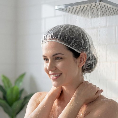 Skiennix 120 PCS Disposable Shower Caps - Large Waterproof Hair Bonnets for Travel & Spa (18.1")
