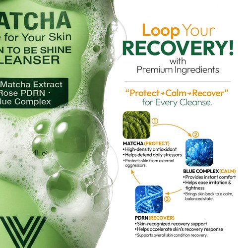 VELVENTE Matcha Gentle Facial Cleanser, Green Tea Low-pH Face Wash for Pore Refining Cleanser, Rose PDRN Hydrating Daily Facial Wash Acne Prone & Sensitive Skin Friendly, Korean Skincare(5.07 fl.oz.)