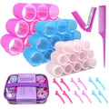 Skiennix Hair Rollers Set - 50PCS Volume Curlers with 12 Clips & 2 Combs | Ideal for Short to Long Hair