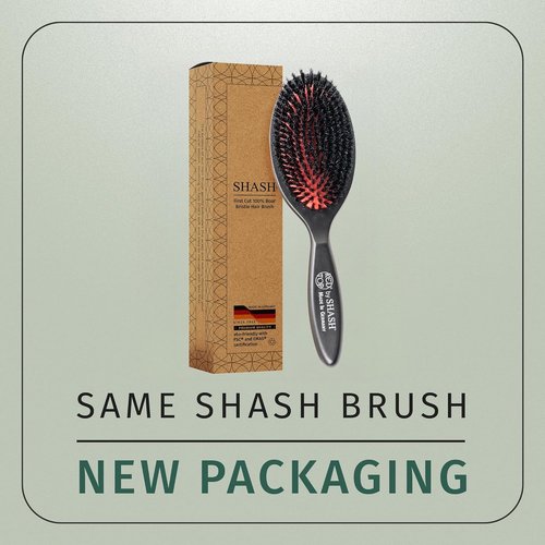 SHASH 100% First Cut Boar Bristle Hair Brush - Ideal for Fine to Thin Hair, Naturally Conditions & Improves Texture, Medium Size