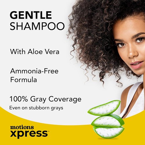 Motions Xpress Permanent Hair Color Shampoo - Dark Brown, 5-Minute Gray Coverage, Ammonia-Free, 0.84 Oz
