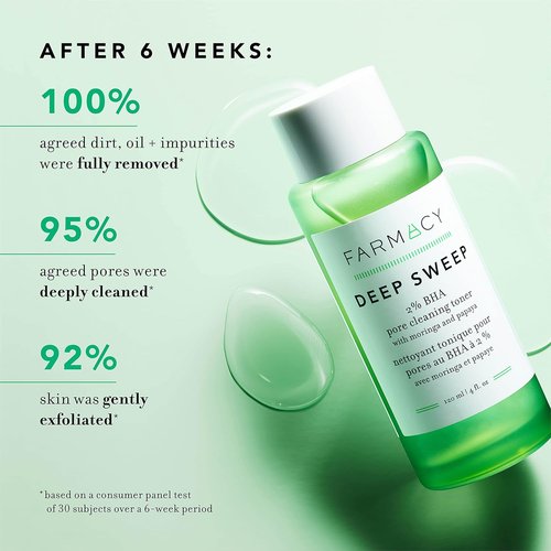 Farmacy 2% Salicylic Acid Toner - Deep Sweep BHA Exfoliant & Pore Cleaner for Oily Skin | 120ml