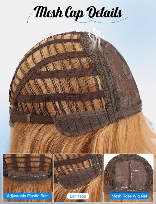 HAIRCUBE Layered Red Brown Medium Long Straight Synthetic Wigs for Women with Bangs Heat Resistant Natural Look for Daily Use
