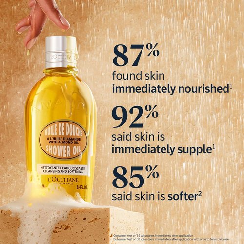 L'OCCITANE Almond Favorites Set - Travel Size Cleansing Shower & Skin Oils, Hand Cream & Moisturizer