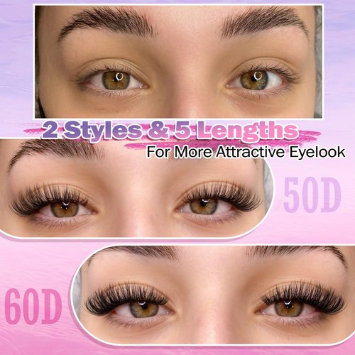 Newcally Lash Clusters Kit Wispy DIY Lash Extension Kit Volume Cluster Eyelashes Extension Natural Look D-curly Individual Lashes Kit 9-16MM Faux Mink Cluster Lashes(50D+60D, 0.07D)