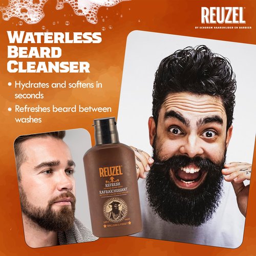 Reuzel Refresh No Rinse Beard Wash, Instantly Freshens Beard, 3.38 oz