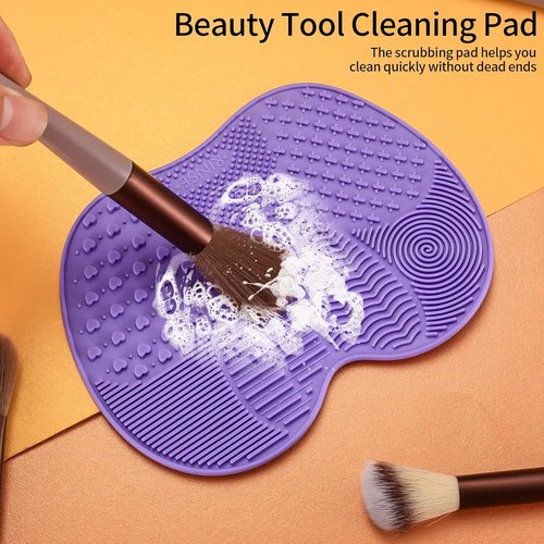 Skiennix Silicone Makeup Brush Cleaning Mat - Portable Suction Cup Pads for Easy Cleaning | 2 Pcs