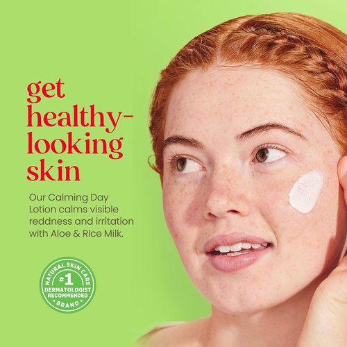 Burt's Bees Calming Day Face Lotion - Soothing Aloe & Rice Milk for Sensitive Skin | 1.8 oz Natural Care