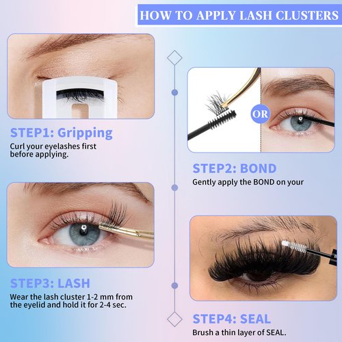 300D Lash Clusters Extensions Mega Cluster Eyelash Lashes 224 Pcs Thick Volume D Curl Wispy Individual Lashes DIY Lash Extension 12-25MM False Eyelashes Makeup at Home Replacement for Yaiseiko